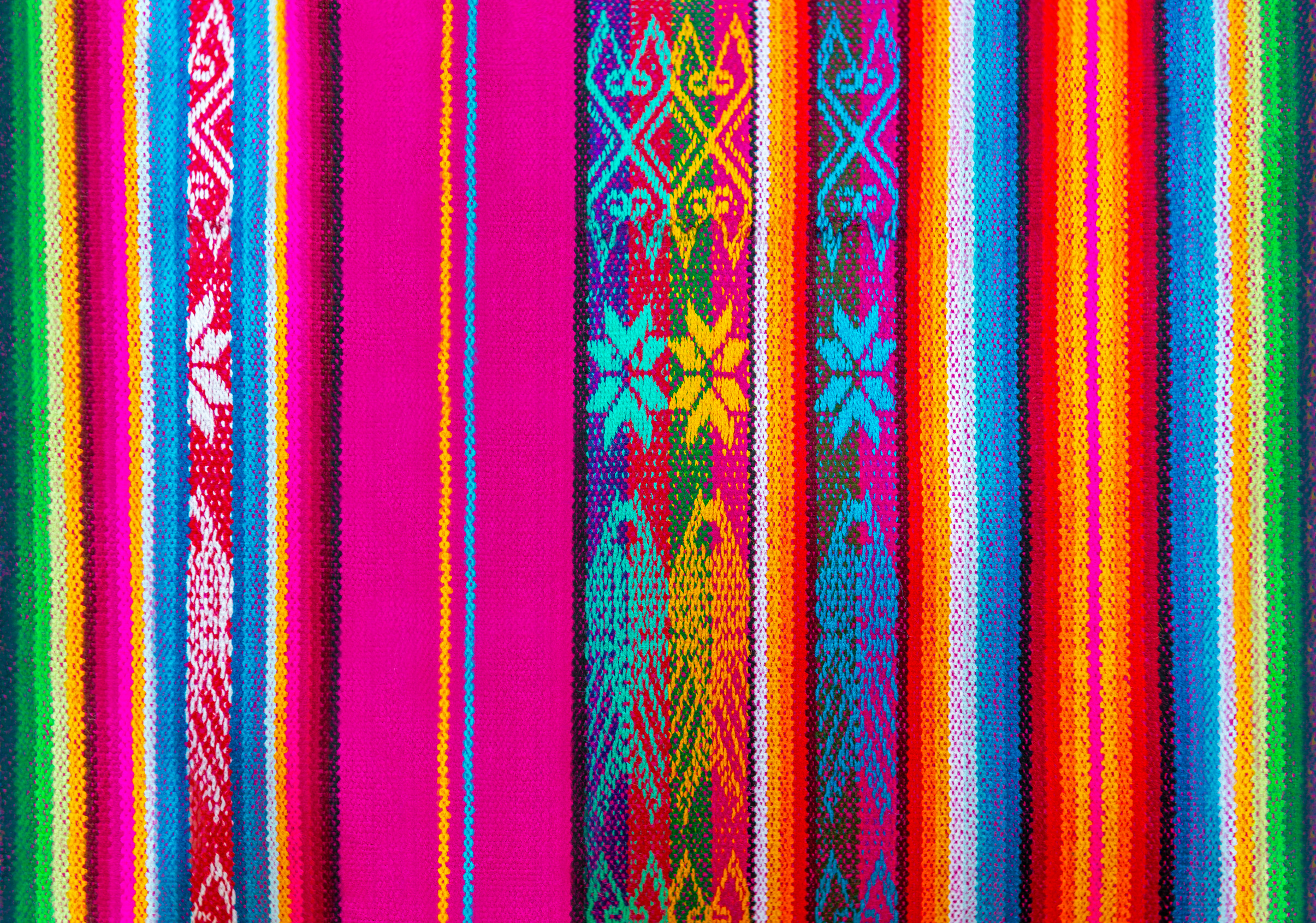 Colorful Indigenous Andes Textile, Cusco, Peru